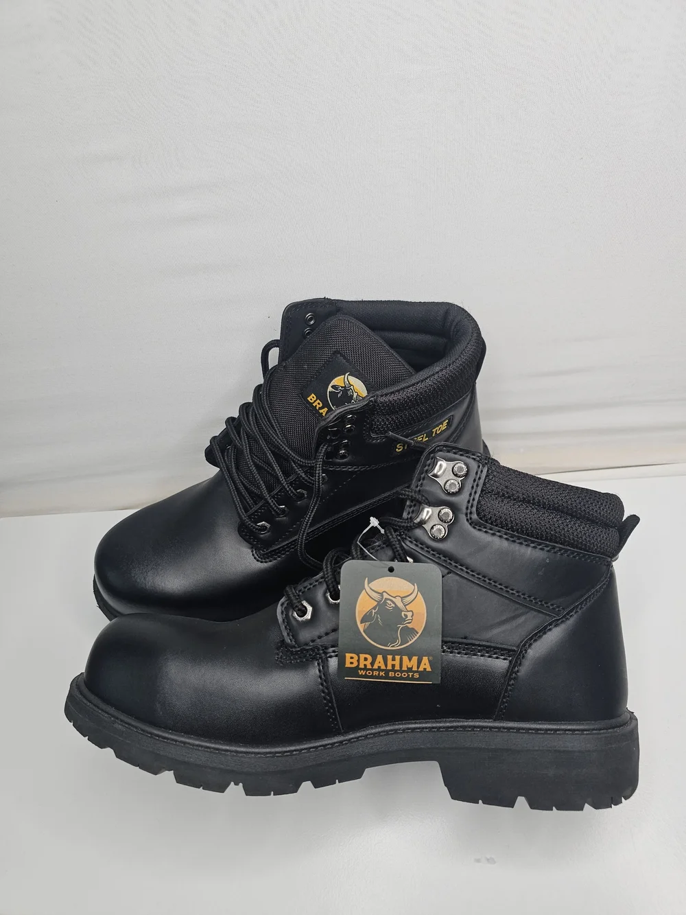 NWT Brahma Gus Steel Toe Black Leather Work Boots Men’s 11W